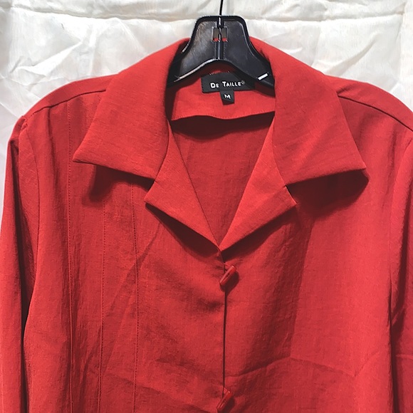 DE TAILLE RED POLYESTER SHIRT JACKET SZ M - Picture 2 of 13
